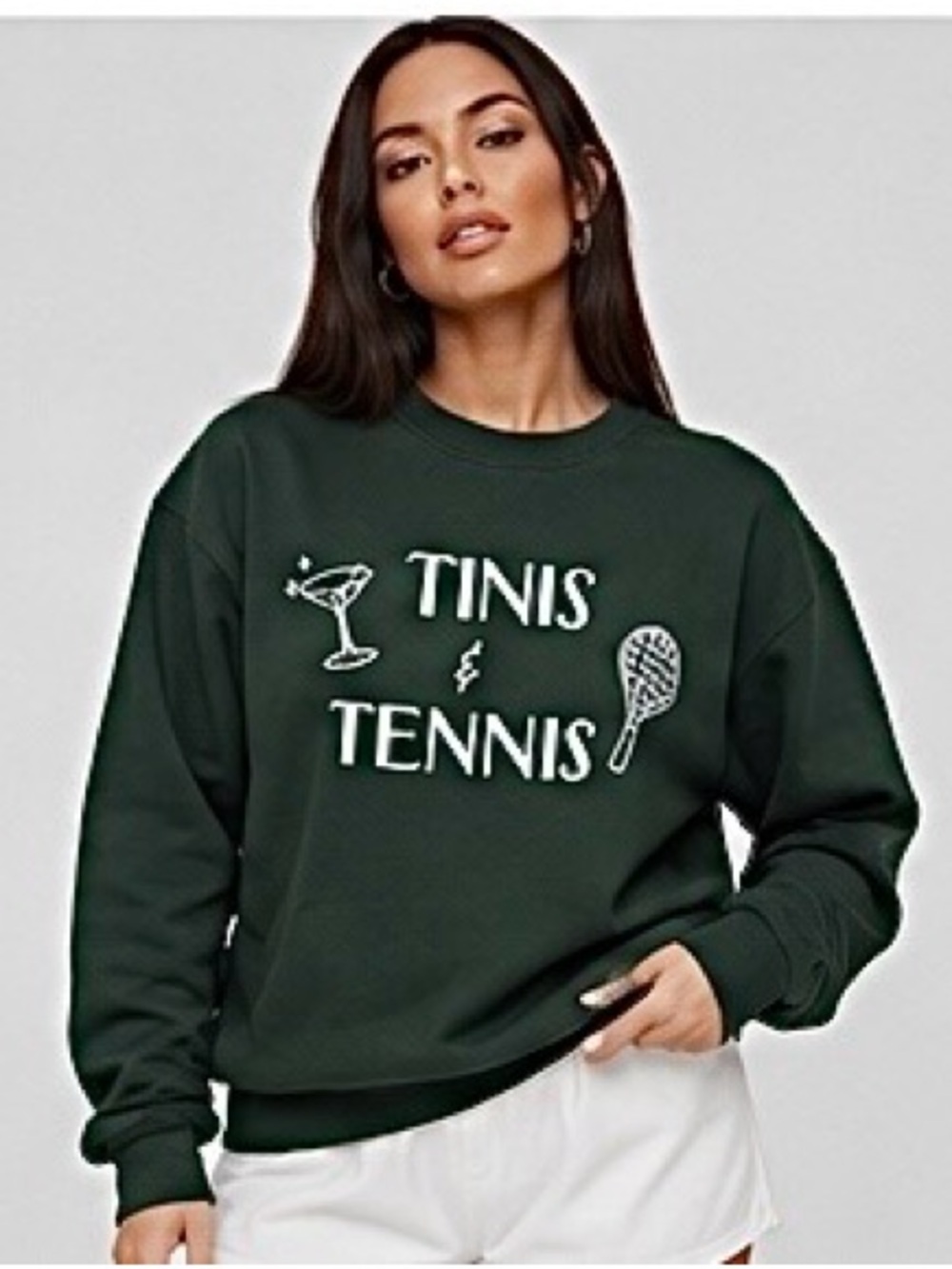 Forest Green Crewneck Sweater - Tinis & Tennis Graphic